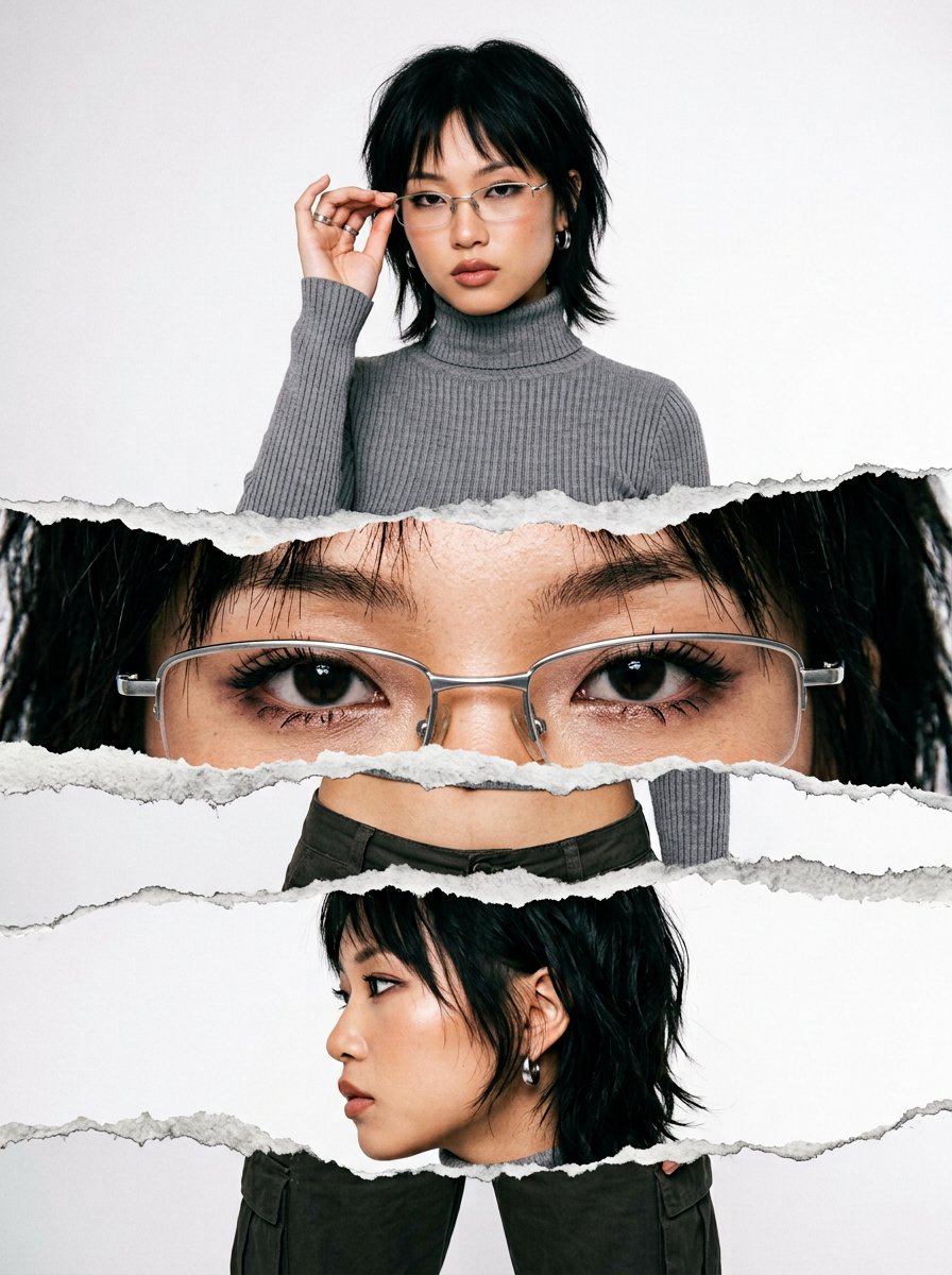 GLINT campaign — dual perspective poster dengan efek kertas sobek